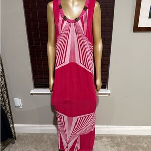 Chic Pink Geometric Maxi Dress